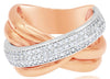 ESTATE LARGE .61CT DIAMOND 18KT WHITE & ROSE GOLD CRISS CROSS INFINITY LOVE RING