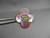 ESTATE .06CT DIAMOND & AAA MOTHER OF PEARL 14KT ROSE GOLD 4 CLOVER STUD EARRINGS