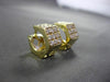 ESTATE 14KT YELLOW GOLD 3D 3 ROW CUBIC ZIRCONIA HEXAGON HUGGIE EARRINGS #24349
