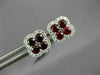 ESTATE LARGE 1.15CT DIAMOND & AAA RUBY 18KT WHITE GOLD 3D SQUARE FLOWER EARRINGS
