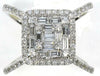 LARGE 1.17CT DIAMOND 18KT WHITE GOLD 3D ROUND & BAGUETTE CLUSTER HALO LOVE RING