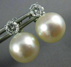 LARGE .55CT DIAMOND & AAA SOUTH SEA PEARL 14KT WHITE GOLD CLASSIC STUD EARRINGS