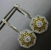 LARGE .83CT DIAMOND 14KT 2 TONE GOLD FILIGREE MILTI HEART STAR HANGING EARRINGS