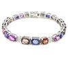 26.02CT DIAMOND & AAA MULTI COLOR SAPPHIRE 18K WHITE GOLD ETERNITY CUFF BRACELET
