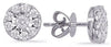 ESTATE .67CT DIAMOND 14KT WHITE GOLD 3D CLASSIC FLOWER STUD EARRINGS