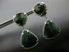 EXTRA LARGE 30.45CT DIAMOND & AAA GREEN AGATE 14K WHITE GOLD 3D HANGING EARRINGS
