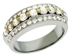 .93CT DIAMOND 14KT 2 TONE GOLD 3D CLASSIC CHANNEL PRONG ETOILE ANNIVERSARY RING