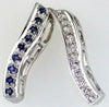 .29CT DIAMOND & AAA SAPPHIRE 14K WHITE GOLD 3D DOUBLE SWIRL FUN FLOATING PENDANT