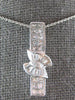 LARGE 1.30CT DIAMOND 18K WHITE GOLD ROUND PRINCESS & BAGUETTE BAR PENDANT #27208
