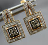 .35CT WHITE & MOCHA DIAMOND 14K WHITE & ROSE GOLD 3D FILIGREE HANGING EARRINGS