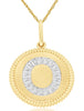 .09CT DIAMOND 14K 2 TONE GOLD O INITIAL ROUND MATTE & SHINY FUN FLOATING PENDANT