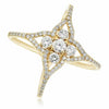 ESTATE 1.28CT DIAMOND 18KT YELLOW GOLD 3D FLOWER CRISS CROSS FUN RING