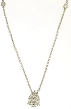 .33CT DIAMOND 14KT WHITE GOLD 3D ROUND PAVE TEAR DROP BY THE YARD LOVE NECKLACE