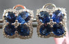 LARGE 3.98CT DIAMOND & AAA SAPPHIRE 14K WHITE GOLD OVAL MULTI LEAF STUD EARRINGS
