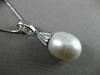 ESTATE LARGE AAA SOUTH SEA PEARL & DIAMOND 14KT WHITE GOLD PENDANT W/ CHAIN #634