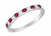 .43CT DIAMOND & AAA RUBY 14KT WHITE GOLD 3D ROUND SEMI ETERNITY ANNIVERSARY RING