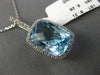 ESTATE LARGE 9.61CT DIAMOND & CUSHION BLUE TOPAZ 14K WHITE GOLD FILIGREE PENDANT
