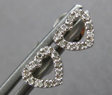 ESTATE SMALL .03CT DIAMOND 14K WHITE GOLD CLASSIC OPEN HEART LOVE STUD EARRINGS