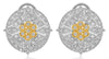 LARGE .73CT DIAMOND 14K 2 TONE GOLD CIRCULAR FLOWER CLUSTER FUN HANGING EARRINGS