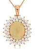 ESTATE 2.70CT DIAMOND & AAA OPAL 14K ROSE GOLD OVAL & ROUND DOUBLE HALO PENDANT