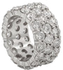 LARGE 10.60CT DIAMOND 18KT WHITE GOLD 3D ROUND 3 ROW SHARED PRONG ETERNITY RING
