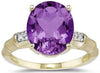 4.0CT DIAMOND & AAA AMETHYST 14KT YELLOW GOLD 3D OVAL & ROUND BAMBOO FUN RING