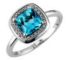 1.94CT DIAMOND & AAA BLUE TOPAZ 14KT WHITE GOLD CUSHION & ROUND SQUARE HALO RING