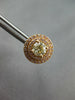 LARGE 1.29CT WHITE & FANCY YELLOW DIAMOND 18KT ROSE GOLD 3D HALO STUD EARRINGS