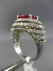 ESTATE LARGE 6.03CT DIAMOND & AAA OVAL RUBY 14KT WHITE GOLD HALO CURVED FUN RING