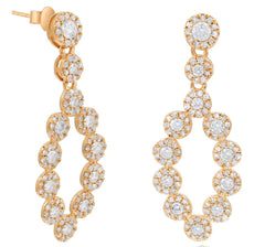 1.22CT DIAMOND 14KT ROSE GOLD 3D MULTI FLOWER LEAF CHANDELIER HANGING EARRINGS