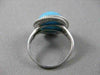 ESTATE ROUND TURQUOISE SOLITAIRE 14KT WHITE GOLD FILIGREE COCKTAIL RING #20428