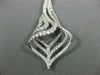 ESTATE LARGE .97CT DIAMOND 18KT WHITE GOLD 3D TEAR DROP LEAF FUN PENDANT