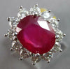 LARGE 7.76CT DIAMOND & AAA RUBY 14K WHITE GOLD OVAL FLOWER ENGAGEMENT RING 27466