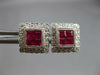 ESTATE 1.26CT DIAMOND & AAA RUBY 18KT WHITE GOLD PRINCESS & ROUND STUD EARRINGS