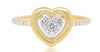 ESTATE .22CT DIAMOND 14KT YELLOW GOLD 3D ROUND CLUSTER HEART SHAPE FUN LOVE RING