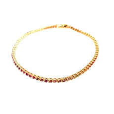 1.62CT AAA MULTI COLOR SAPPHIRE 14KT YELLOW GOLD 3 PRONG RAINBOW TENNIS BRACELET