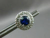 ESTATE LARGE 2.80CT DIAMOND & AAA SAPPHIRE 14KT WHITE GOLD ROUND HALO EARRINGS