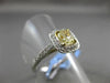 ESTATE 1.06CT GIA FANCY YELLOW DIAMOND 18KT WHITE GOLD HALO 3D ENGAGEMENT RING