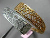 ESTATE WIDE .50CT DIAMOND 14K WHITE & ROSE GOLD 3D OPEN FLEXIBLE BANGLE BRACELET