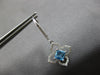 .87CT DIAMOND & AAA BLUE TOPAZ 14KT WHITE GOLD PRINCESS & ROUND HANGING EARRINGS