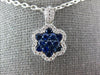 ESTATE 1.11CT DIAMOND & AAA SAPPHIRE 18KT WHITE GOLD CLUSTER FLOWER LOVE PENDANT