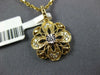 ESTATE .14CT DIAMOND 14K 2 TONE GOLD 3D CLASSIC FILIGREE FLOWER FLOATING PENDANT