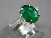 LARGE 3.06CT DIAMOND & AAA EMERALD 18KT WHITE GOLD OVAL 3 STONE ENGAGEMENT RING