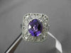 ANTIQUE LARGE 2.48CT DIAMOND & AAA AMETHYST 14KT WHITE GOLD FILIGREE FLORAL RING