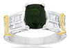 ESTATE LARGE 3.20CT DIAMOND & AAA RUSSALITE 14KT 2 TONE GOLD 3D ENGAGEMENT RING