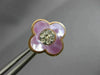 ESTATE .06CT DIAMOND & AAA MOTHER OF PEARL 14KT ROSE GOLD 4 CLOVER STUD EARRINGS