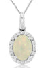 1.04CT DIAMOND & AAA OPAL 14KT WHITE GOLD 3D OVAL & ROUND HALO FLOATING PENDANT