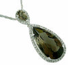 6.97CT DIAMOND & AAA SMOKY TOPAZ 14KT WHITE GOLD TEAR DROP HALO CLASSIC PENDANT