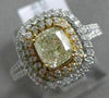 ESTATE 1.66CT WHITE & FANCY YELLOW DIAMOND 14KT TWO TONE GOLD 3D ENGAGEMENT RING