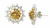 2.48CT WHITE FANCY YELLOW DIAMOND 18KT 2 TONE GOLD SUNBURST FLORAL STUD EARRINGS